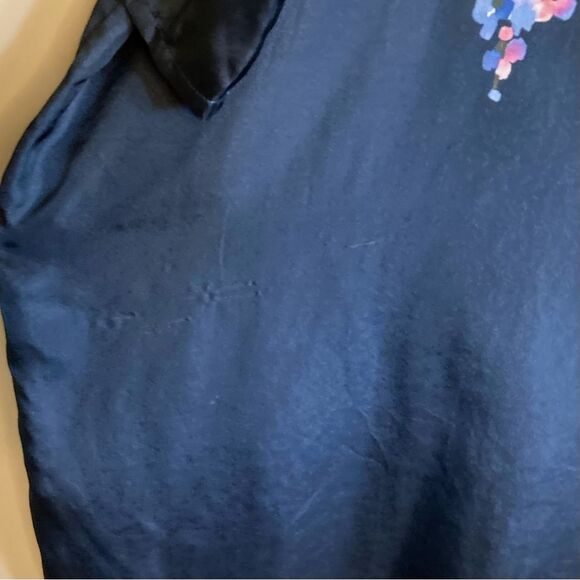 SOLD Johnny Was Malani 100% Silk Floral Print Long Kimono Tunic Navy Blue Size M - Picture 16 of 16